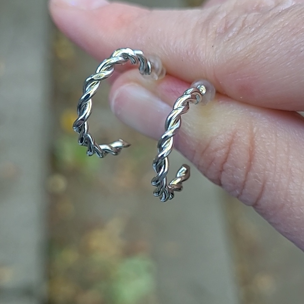 2 for $14! Silver Hoop Earrings NWOT - Picture 1 of 2
